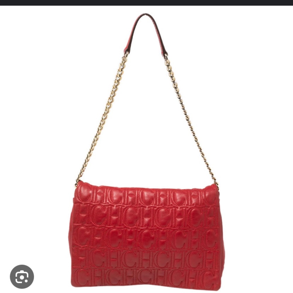 OBO Carolina herrera red monogram leather shoulder bag